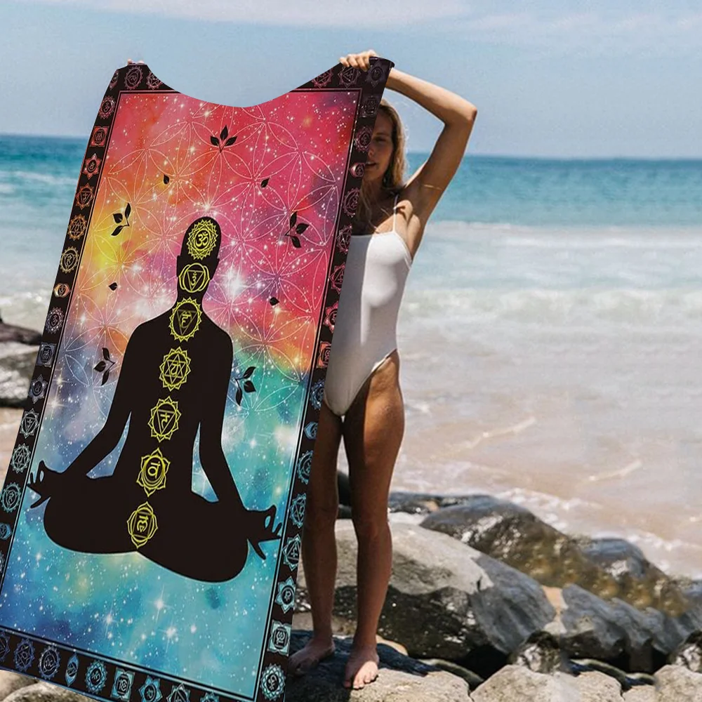 

Индийская статуя Будды, медитация 7, чакра, пляжное полотенце с героями мультфильмов, летнее детское пляжное полотенце для ванной, бассейна, впитывающее микрофибру для плавания