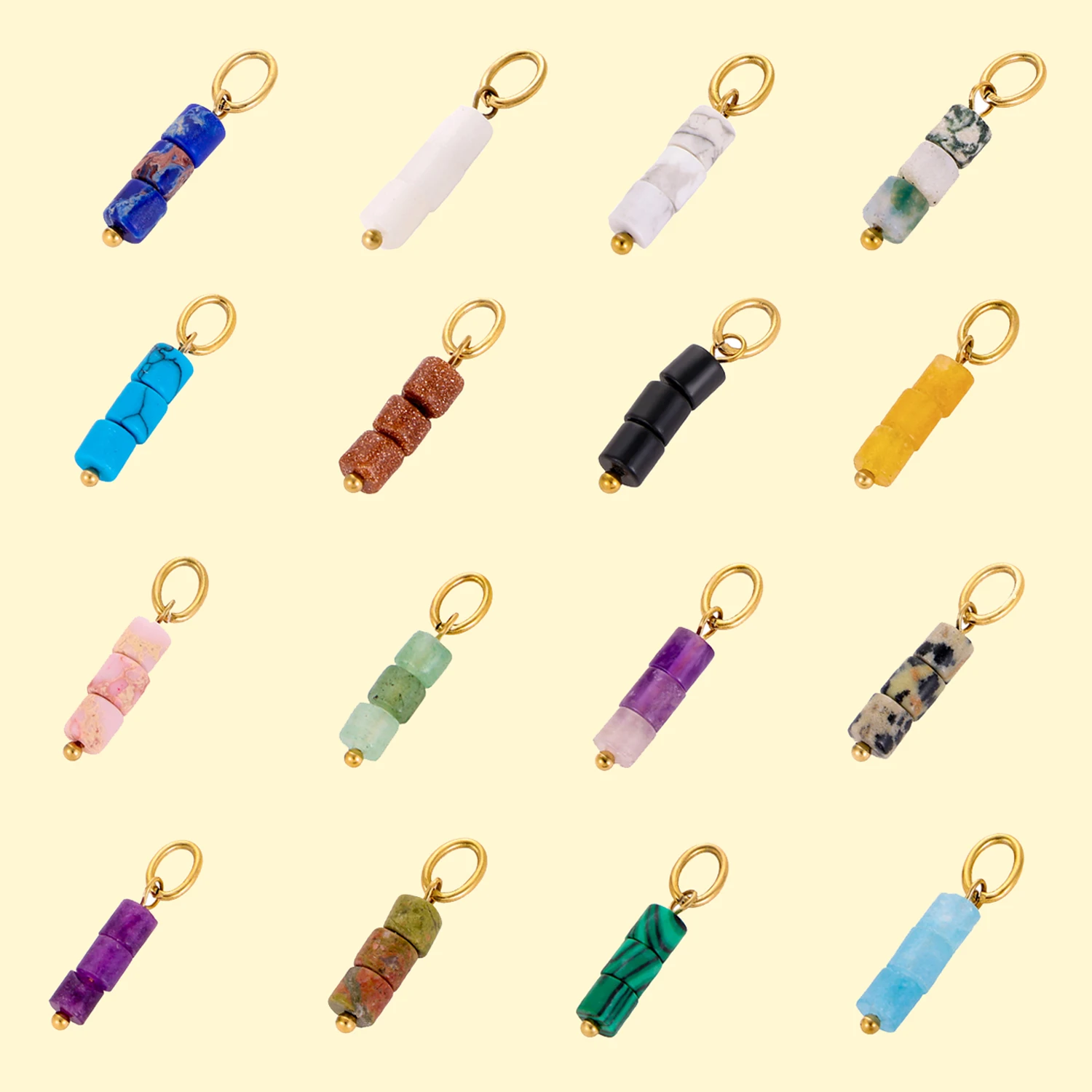 CARLIDANA New Style Natural Stone Smooth Pendant Gold Plated Natural Stone Charm Pendant for DIY Necklace and Bracelets Jewelry