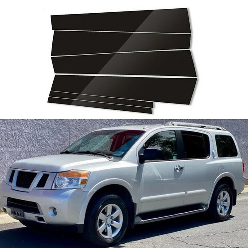 Car Window Pillar Posts Door Trim Stickers Accessories for Nissan Armada 2005 2006 2007 2008 2009 2010 2011 2012 2013 2014 2015