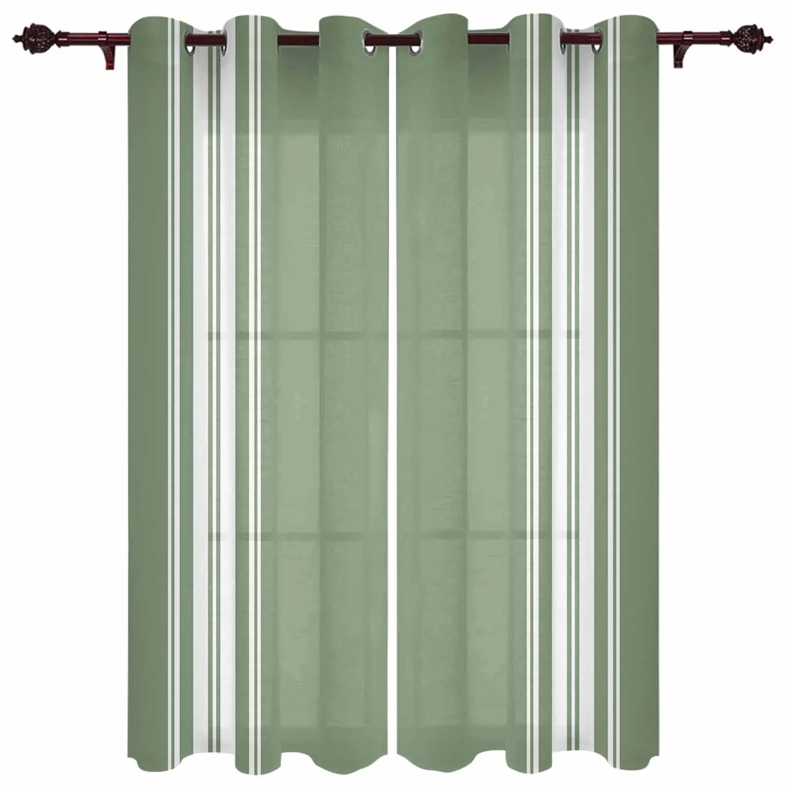 

Striped Sage Green Dark Green Modern Window Curtains for Living Room Bedroom Curtain Home Decor Balcony Drapes