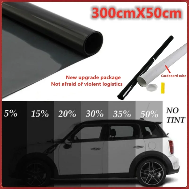 300cmx50cm 5%-50% Black Car Window Foils Film Auto Home Window Glass Summer Solar UV Protector Sticker Films Autos