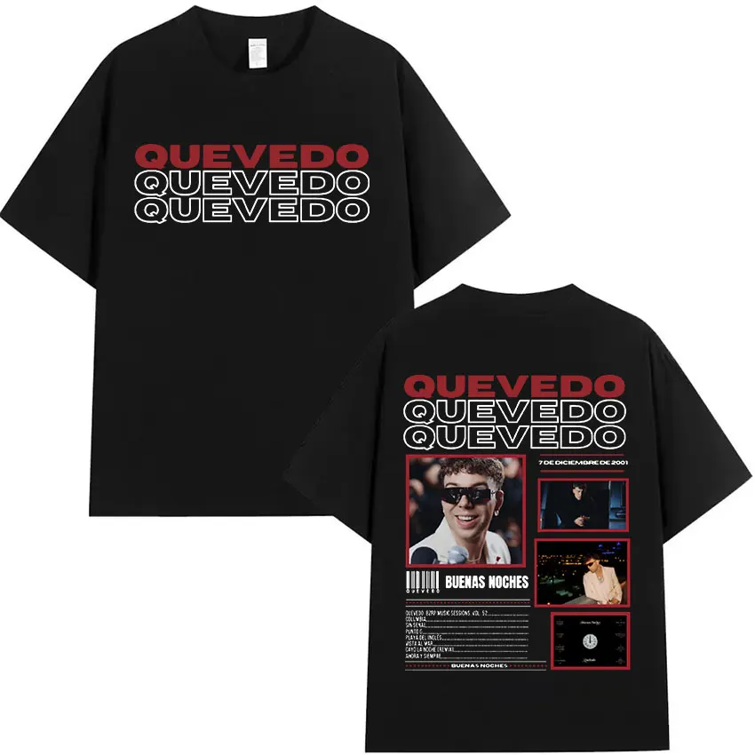 Rapper QUEVEDO Tour 2024 Graphic T Shirt Men's Retro High Quality Fashion T-shirts Man Retro Oversized Cotton T-shirt Streetwear image 4