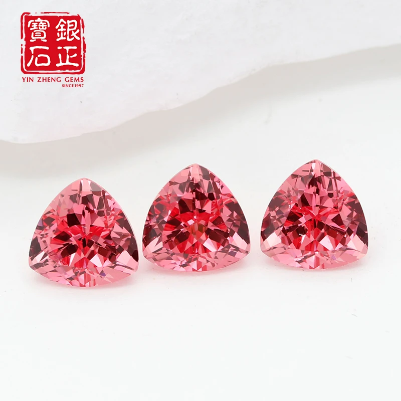 Lab Grown Padparadscha Trillion Czochralski Sapphire Provide AGL Certificate Cultivate Synthetic Padparadscha For Making Jewelry