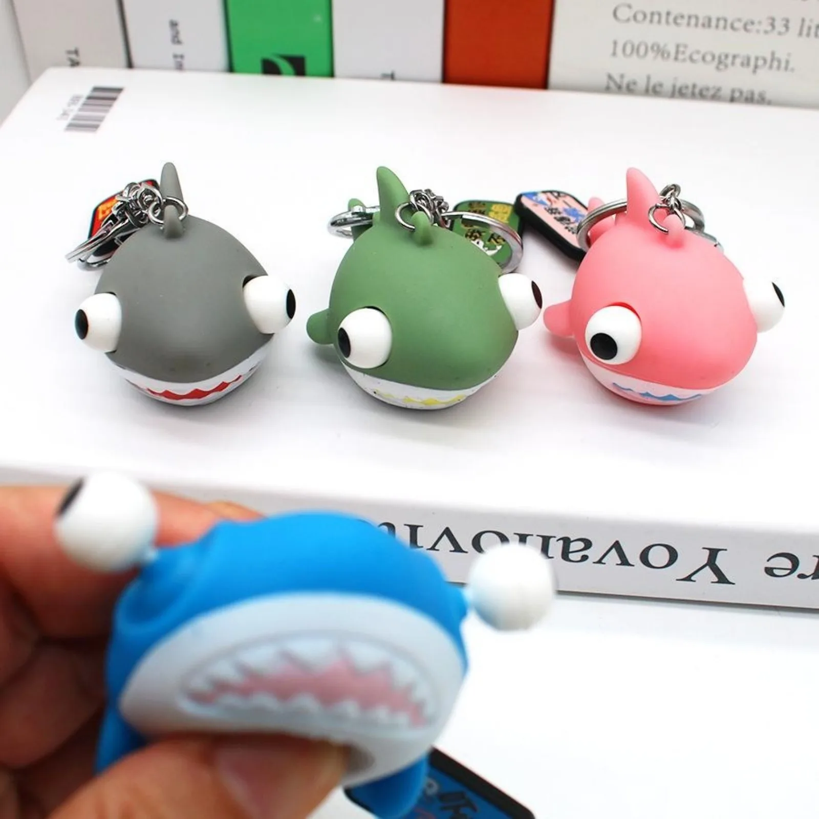 Shark Keychain Elastic 3D Shark Key Ring Cute Squeeze Relax Gift
