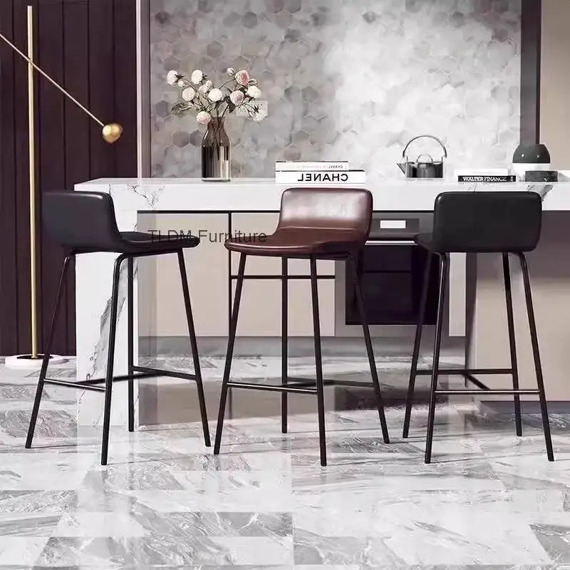 Bar Leather Room Balcony Chairs Bar Beach Stools Ergonomic Living Vanity Nordic Computer Minimalist Chaise De Home Furniture