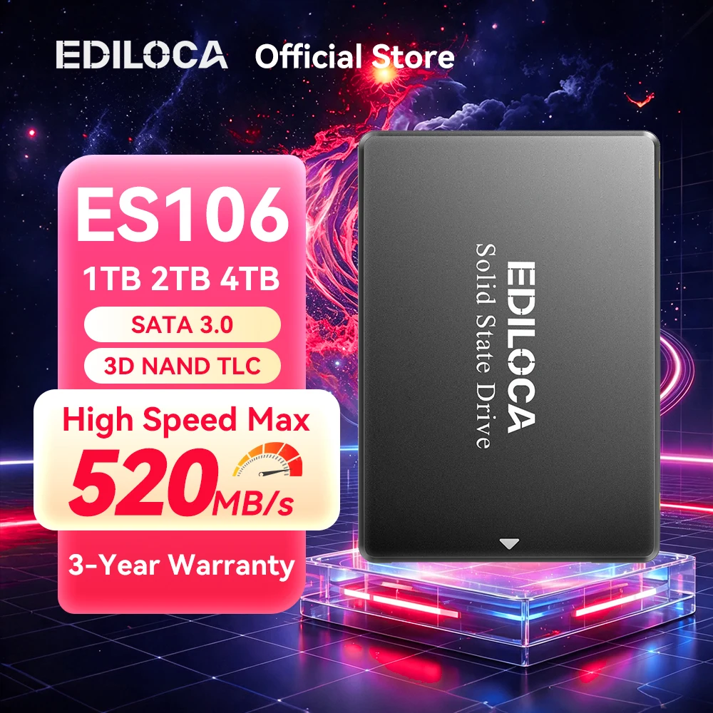 Ediloca ES106 M.2 SATA SSD 6Gb/s NVME 550 MB/s 3D NAND TLC