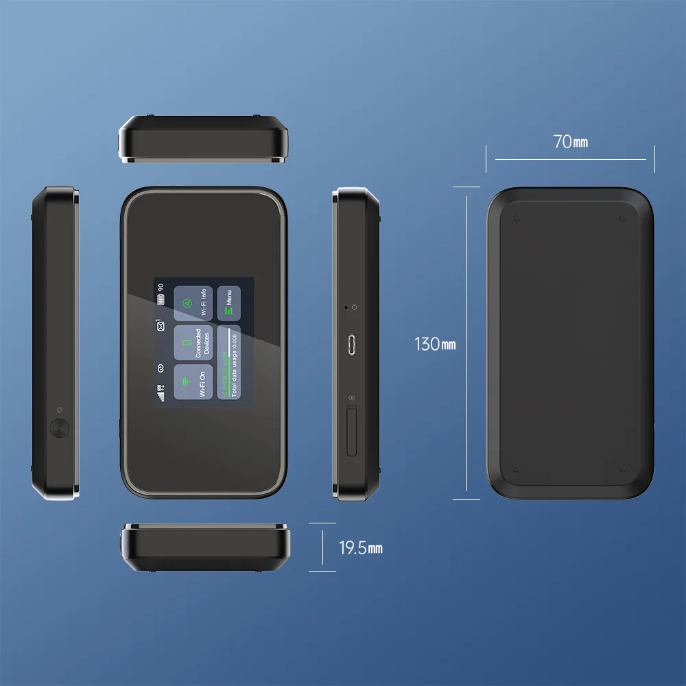 SRT873 5G Pro Mobile Hotspot Router Cat 20 4G LTE WiFi Pocket Wireless Router 5000mAh Mefis Modem Sim Card Slot Type C Interface - view 3