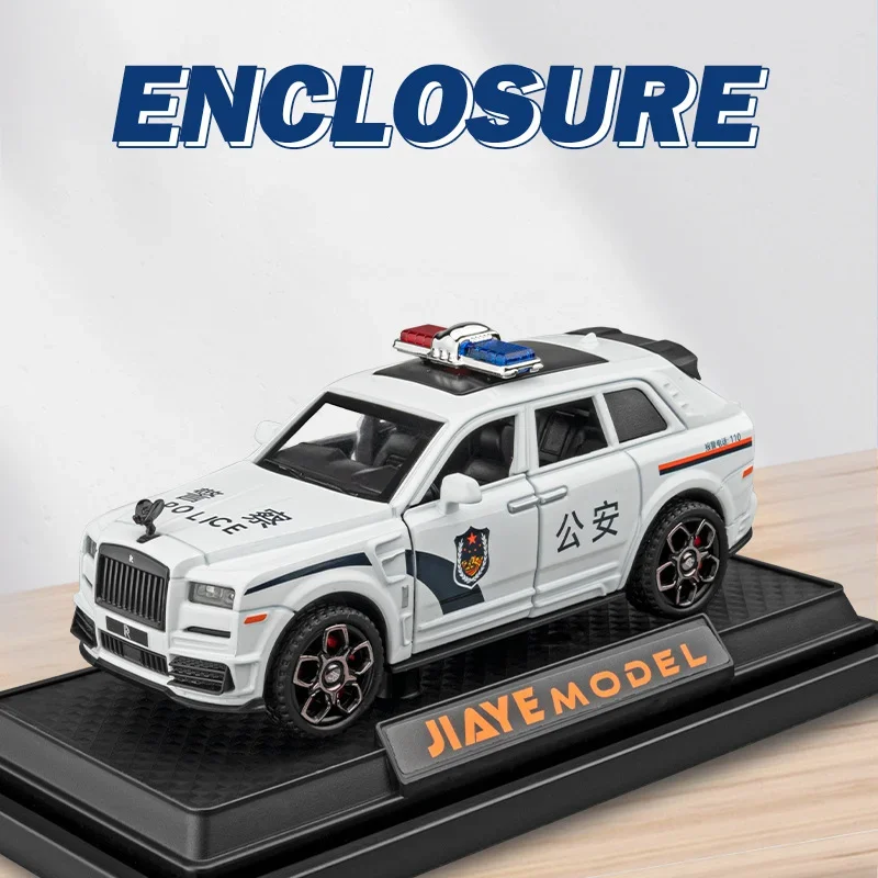 1:36 Rolls Royce Cullinan Police Car Alloy car model Sound Light Pull Back High Simulation Diecast Car giocattolo per bambini regalo