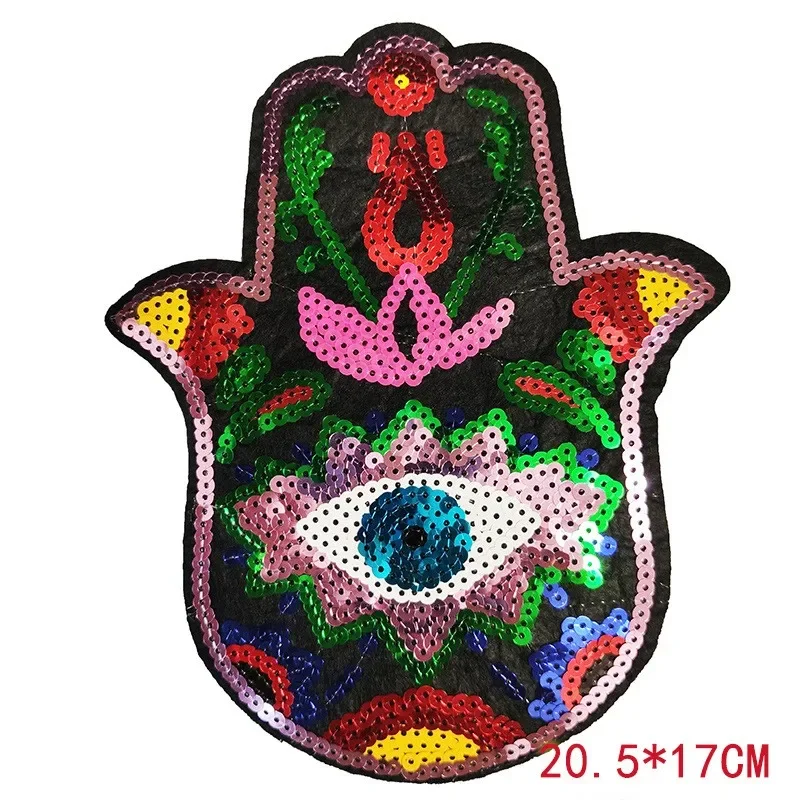 Large Sequins palm Eyes badge Patch For Clothes Iron On Garment Accessories DIY Hand Embroidered Applique Decoration Patches