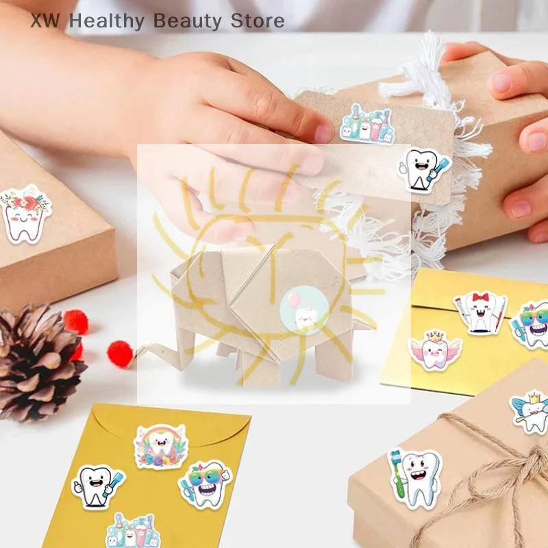 

500pcs/Roll Dental Stickers Cartoon Decoration Tooth Shaped Sticker Label Sticker Dental Supplies Dentistry Dental Clinic Decals