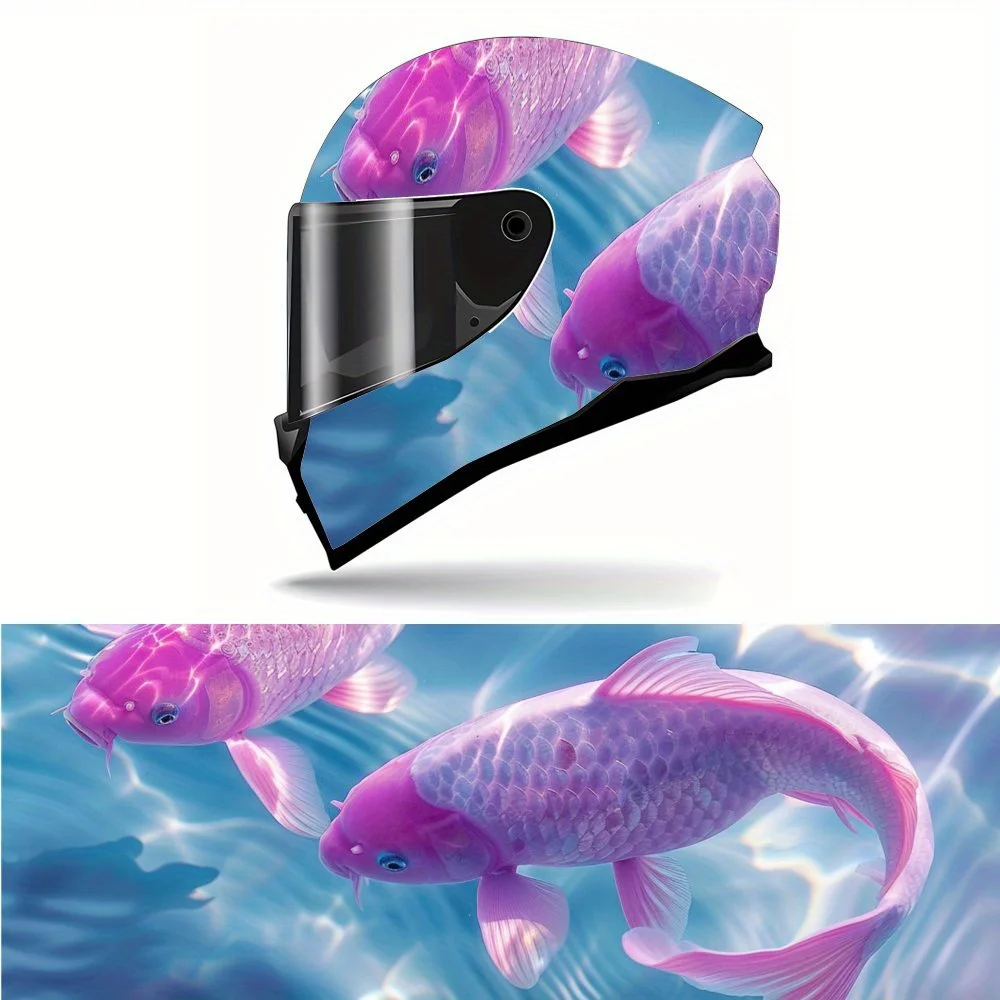 

Aesthetic Design of Pink Purple Koi Motorcycle Vinyl Wraps Helmet Decal, Helmet Sticker, Self-adhesive Waterproof Helmet Decorat