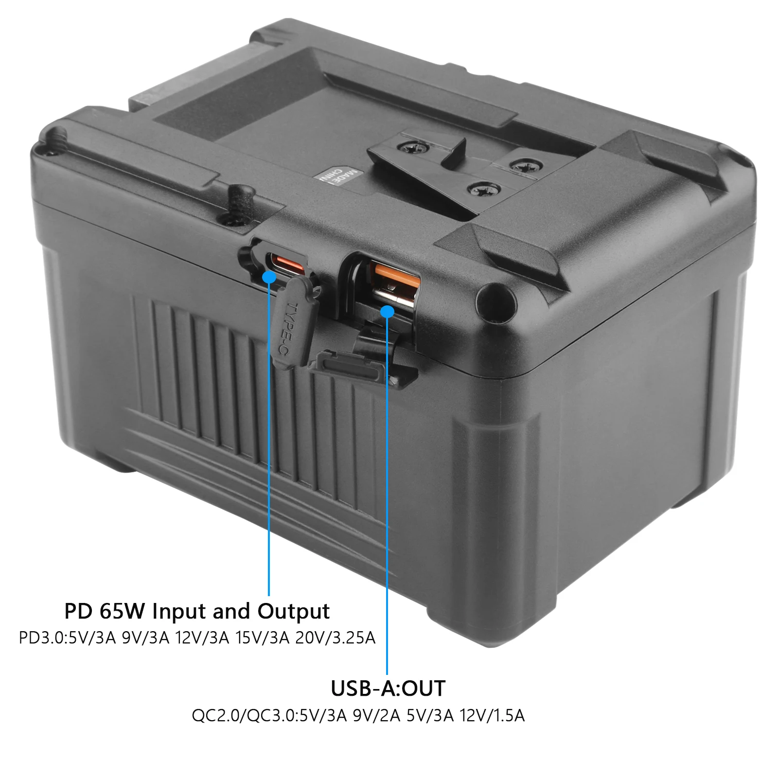 BP-VL207 V Mount Battery/V Lock Battery w Type-C/D-TAP Input/Output For Sony HDCAM, XDCAM, Digital Cinema Cameras