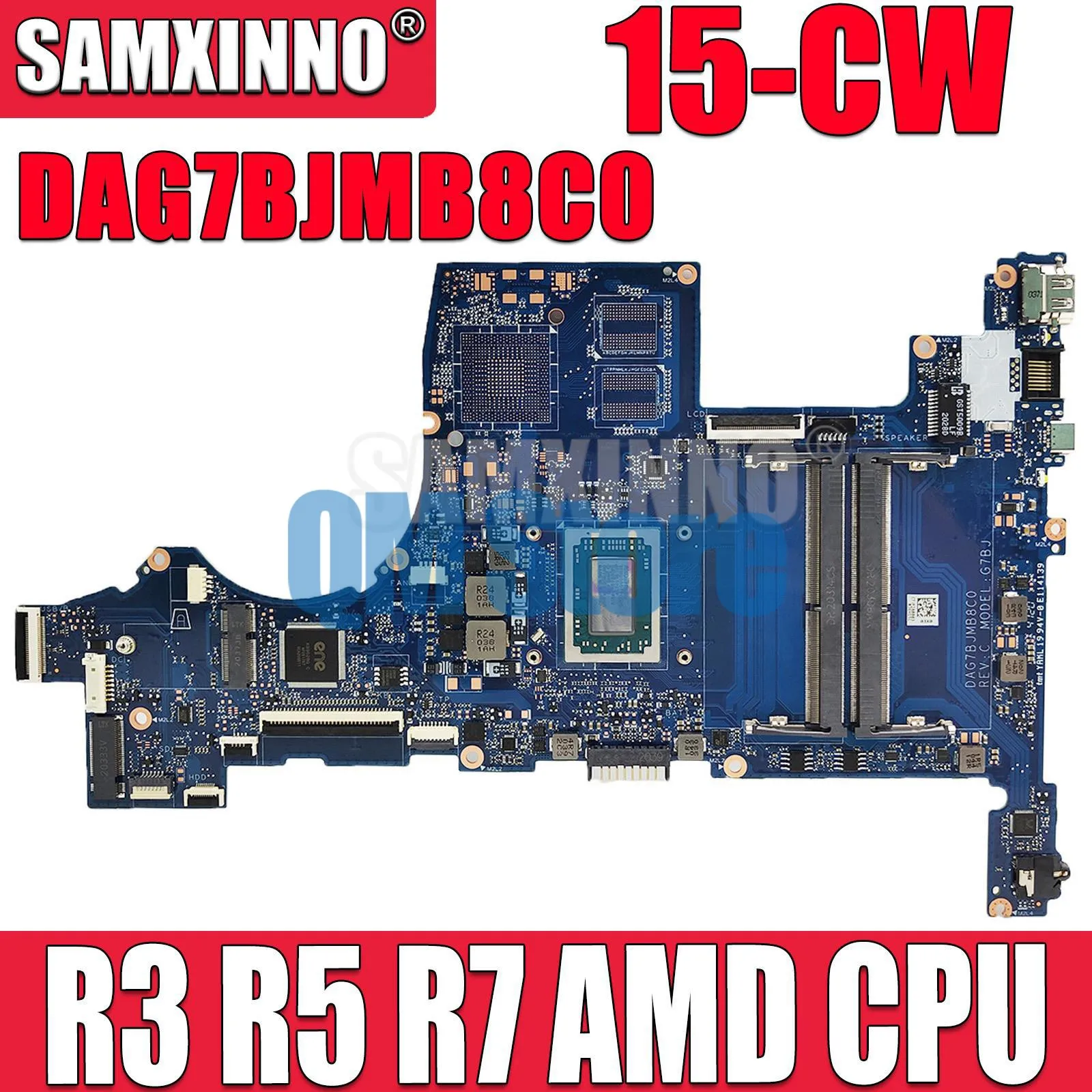 SAMXINNO DAG7BJMB8C0 اللوحة الأم ل HP بافيليون 15-CW TPN-Q210 اللوحة الأم للكمبيوتر المحمول اللوحة الرئيسية R3 R5 R7 AMD CPU DDR4 G7BJ