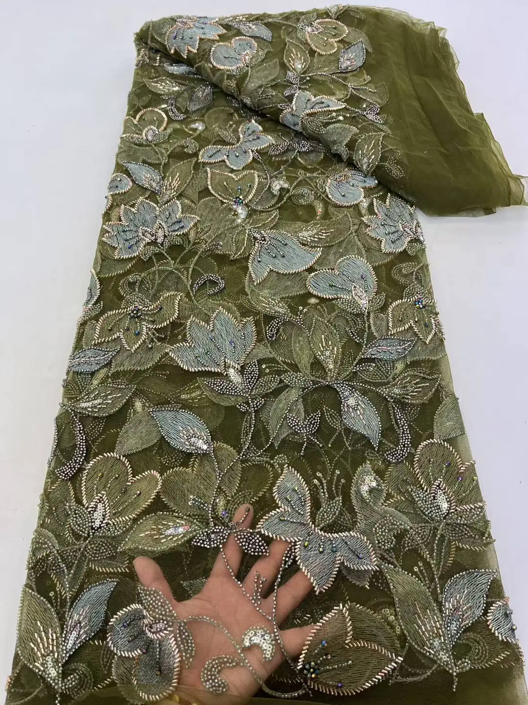 

Роскошная африканская кружевная ткань с блестками и бисером, 2024, высокое качество, нигерийская свадебная вышивка для жениха, французский тюль, кружево