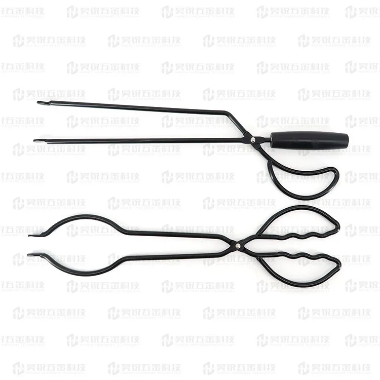 

Outdoor Charcoal Clip Iron Lengthened Portable Barbecue Charcoal Clip Fire Tongs Wooden Handle Long Tang Burning Fire Tongs