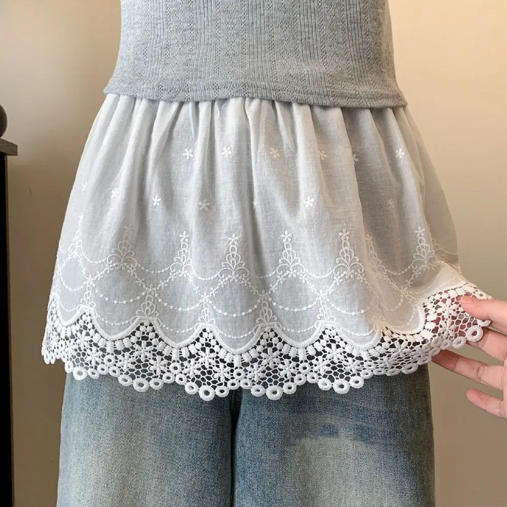 All-match Flower Lace Gauze Skirt Y2k Streetwear Elastic Waist Apron Wrap Skirt Short Bottoming Skirt Women