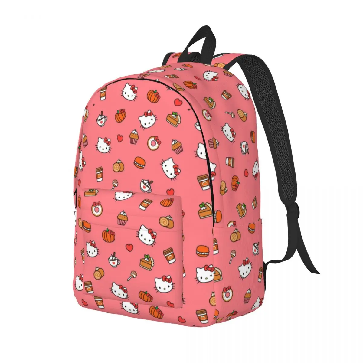 Custom 3D Print Hello Kitty Cartoon Canvas Backpack for Girls Boys College School Travel Bags Bookbag Fits 15 Inch Laptop