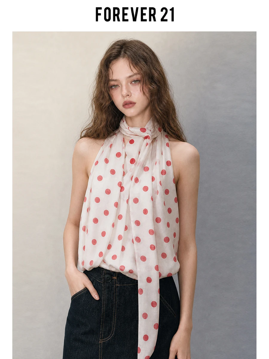 Colete Feminino Forever 21 Retrô com Poás, Decote V, Alças, Sem Mangas, com Cinto, Blusa Pequena, Top de Chiffon Tomara que Caia, Moda Feminina