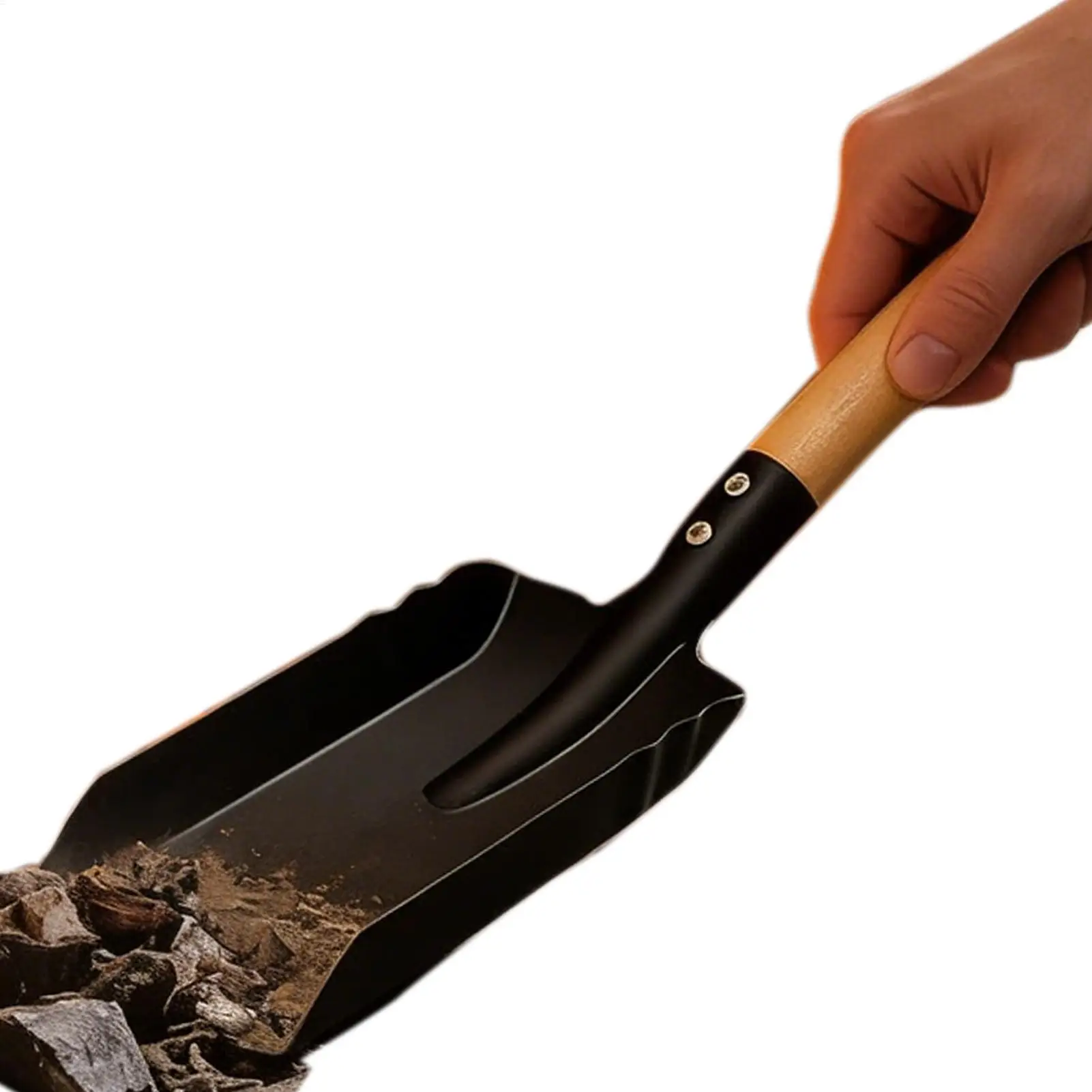 Fireplace Shovel Wooden Handle Coal Scoop Ash Shovel for Wood Stove for Stove Barbecue Outdoor Garage Charcoal Backyard