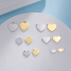 EUEAVAN 5pcs Stainless Steel Heart Charms Bracelet Connector DIY Jewelry Making Supplies Necklace Blank Pendant Wholesale