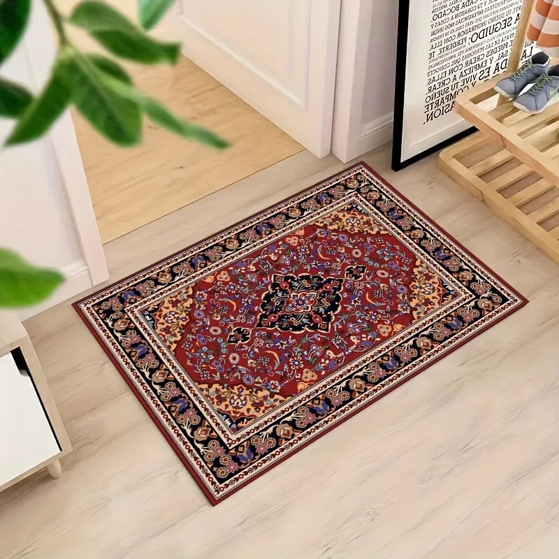 Bohemian Printed Pattern Door Mat Washable Retro Persian-style Rugs for Entrance Living Room Bedroom Bathroom Non-slip Floor Mat