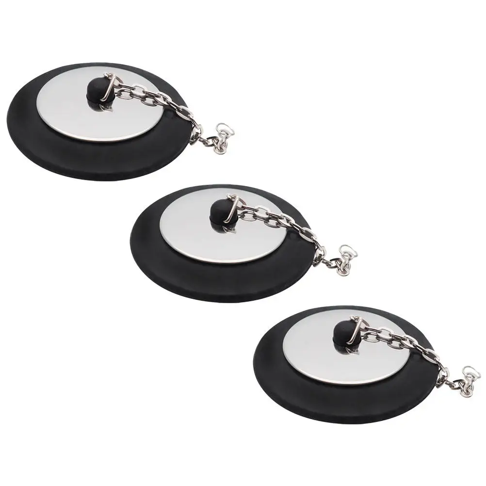 

Набор из 3 высококачественных резиновых заглушек для слива с цепочкой-бусиной для раковины, ванны, ванной комнаты, кухни, герметичные, предотвращающие запахи, долговечные