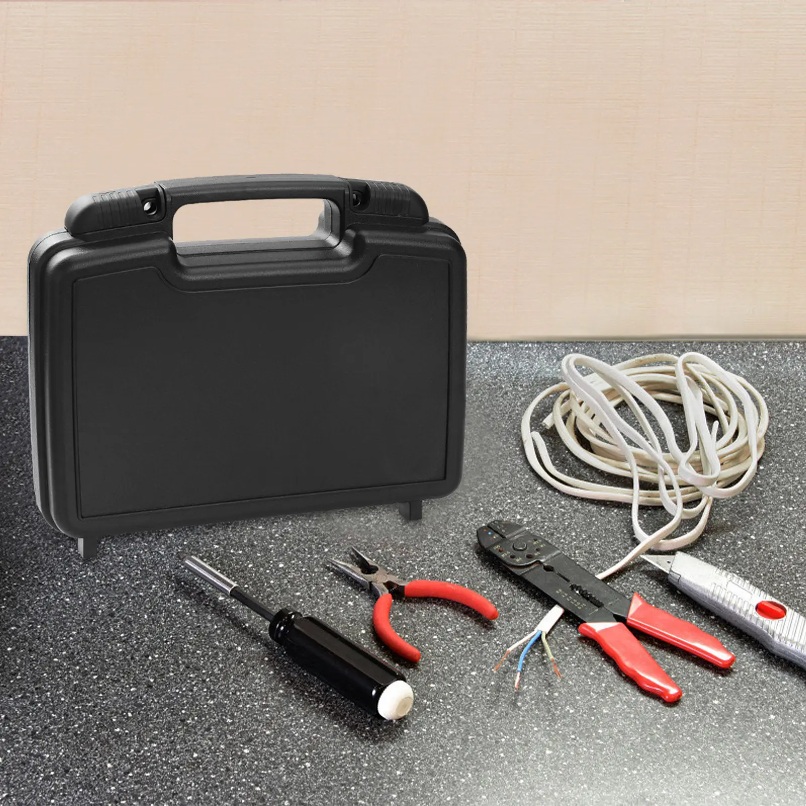 1Pcs Large Capacity Plastic Tool Storage Box Sturdy Multifunctional Portable Tool Organizer Handy Case Plastic Toolbox