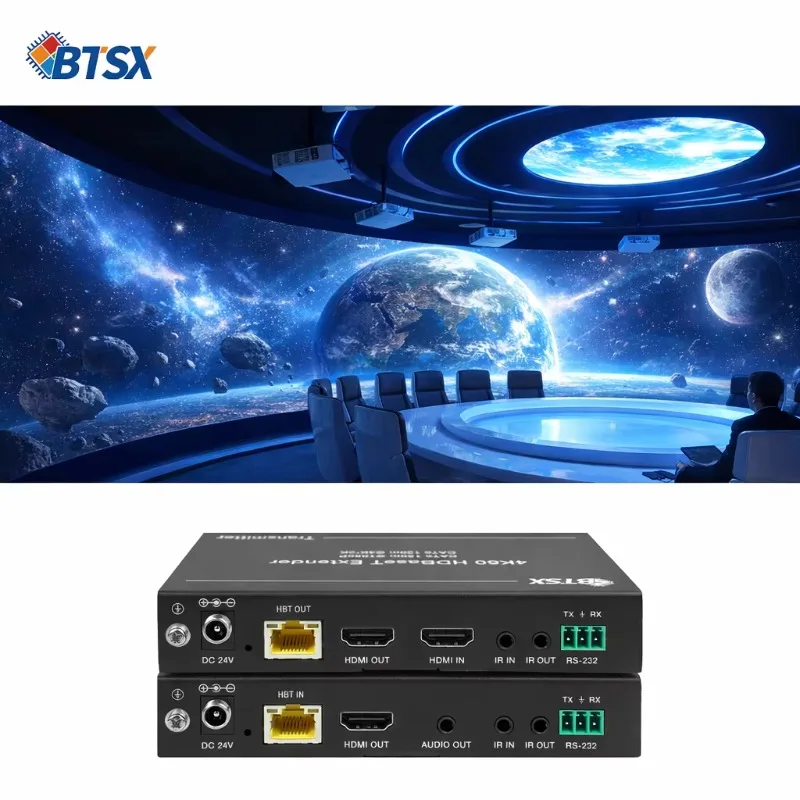 8K HDBaseT for 2.1 HDCP 2.3 40Gbps Extender TX RX Set with IR RS232 CEC POE Audio Out 150m Over Cat6