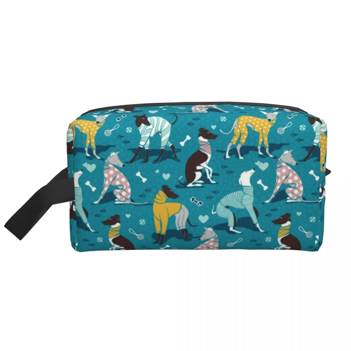 Trousse de toilette portable pour chien lévrier mignon, trousse de maquillage cosmétique pour animaux de compagnie, trousse de rangement de beauté,