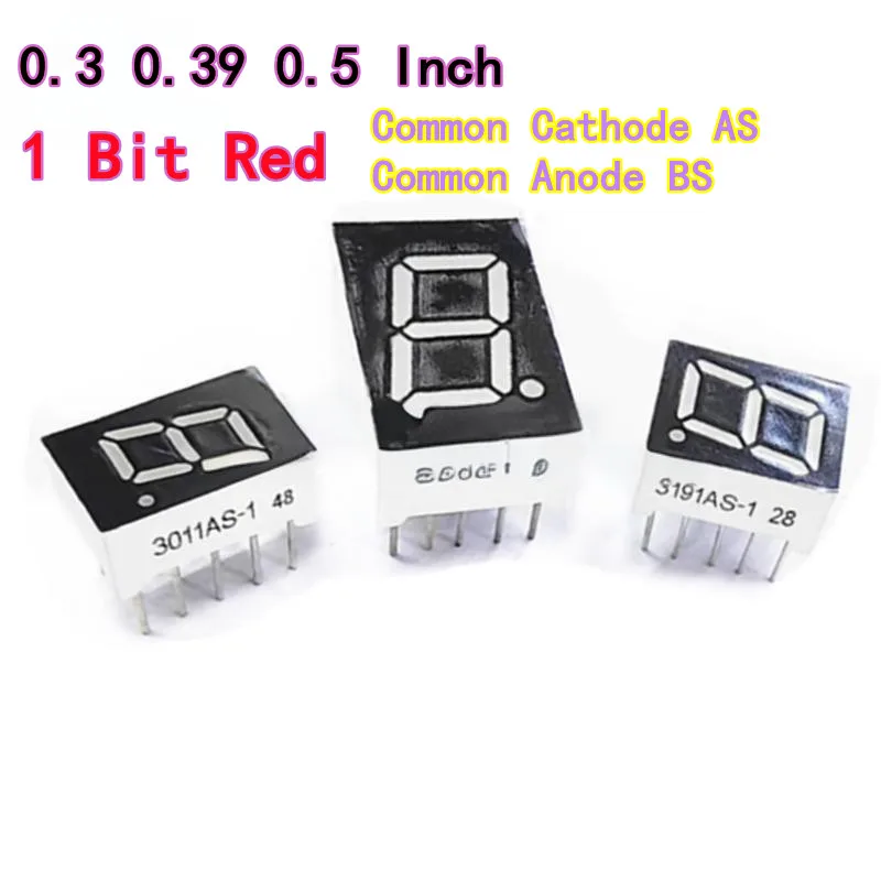 10 قطعة شاشة LED أنبوب رقمي 7-قطاع عرض 0.3 0.39 0.5 1 أرقام 1 بت أحمر عالي السطوع الكاثود المشترك الأنود المشترك