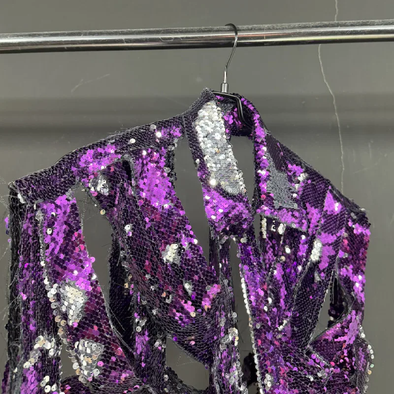 HKSH خريف جديد الرجال المد المتخصصة تصميم الثقيلة أكمام الترتر سترة عادية لامعة جاكيتات شيك Ins Y2K موضة السترة القمم HK15219