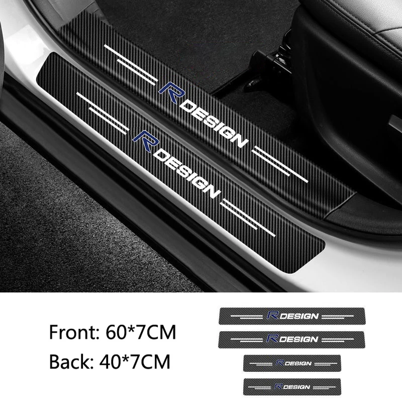 

Car Door Sill Scuff Plate Decor Carbon Fiber Stickers Strip For Volvo R Design RDesign XC90 XC60 S60 V40 XC40 V60 V50 S40 C30 C7