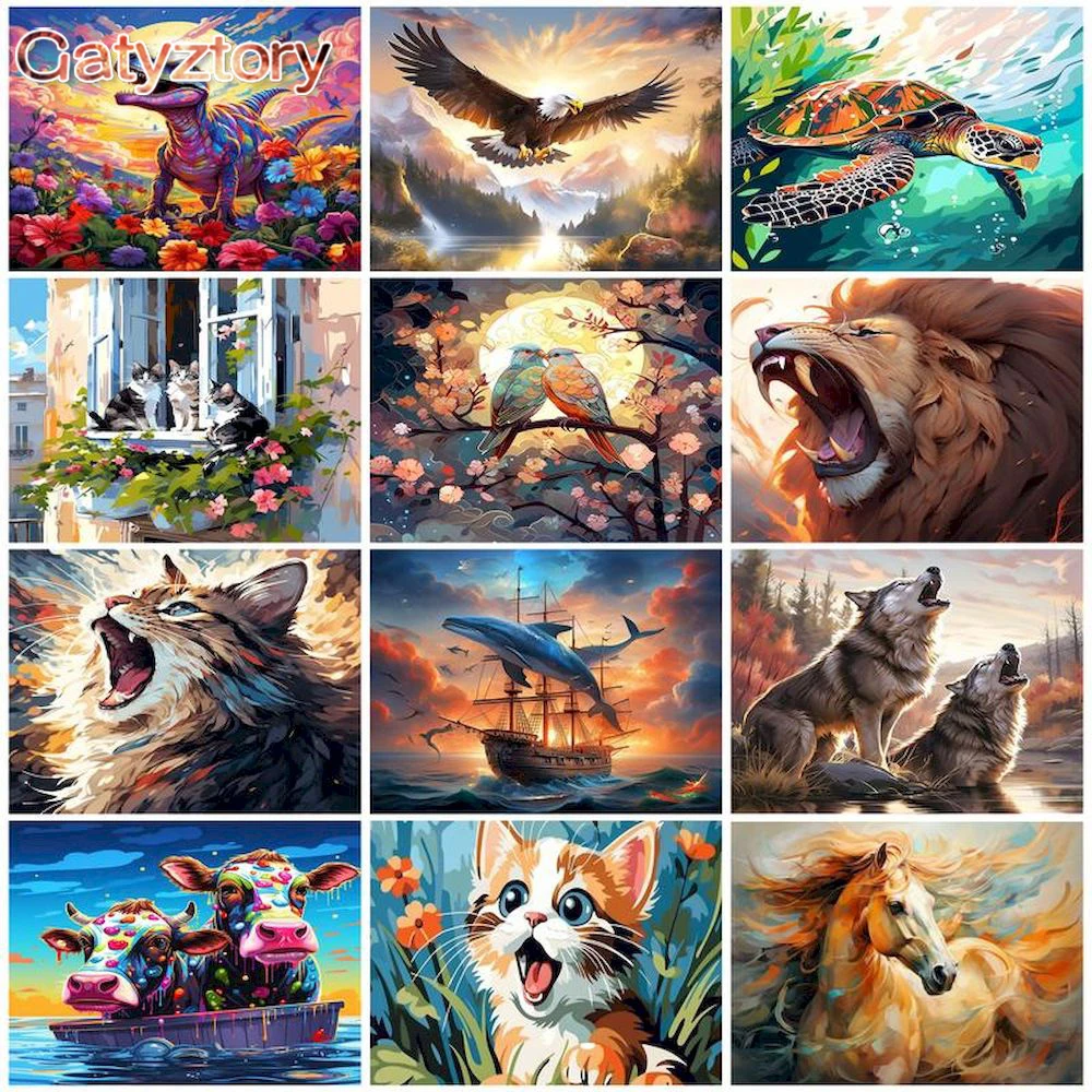 

GATYZTORY Painting By Numbers Roar Of Animals Picture Of Coloring By Numbers Complete Kit Acrylic Paint For Adults DIY Kits On C