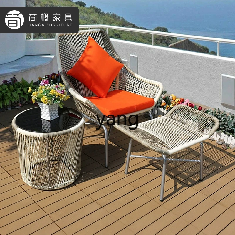 ZL outdoor rattan courtyard balcony small table and chair combination outdoor open-air bed and breakfast leisure