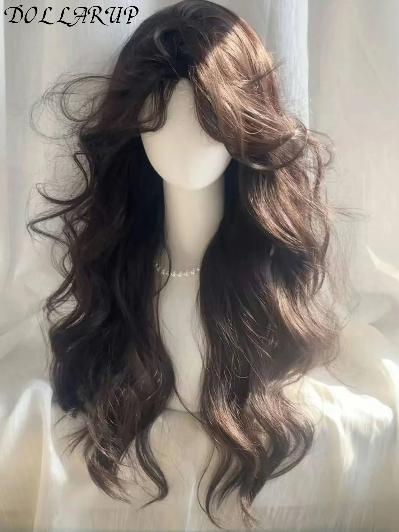 JKL موضة جديدة بيع شعر مستعار من الألياف الاصطناعية أنثى الانفجارات الهوائية شعر طويل مجعد موجة كبيرة مزاجه إصلاح الوجه شعر مستعار رئيس مجموعة #6