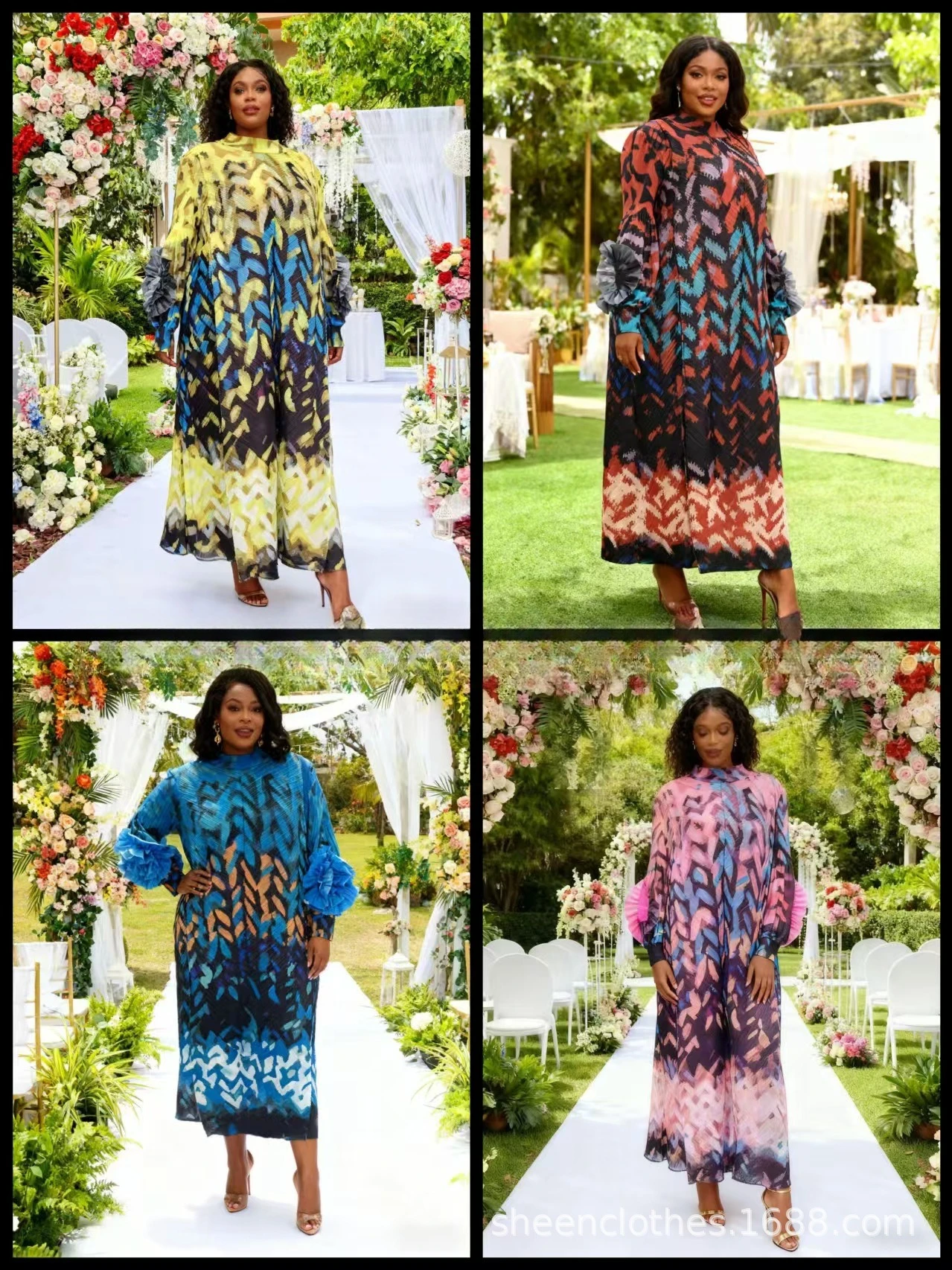 

Miyake Pleated 2025 New Autumn and Winter Fashion Printing Collision Loose Middle East Long Dress Women's Large Size Pleated