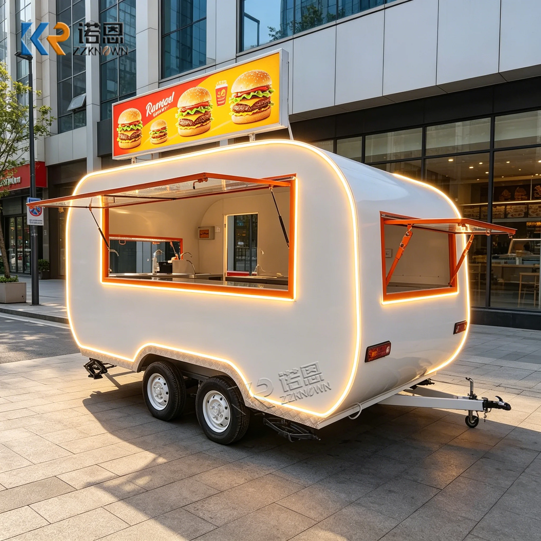 

New Design Fast Food Truck Commercial Food Trailer Street Mobile Food Truck Trailer with Full Kitchen Equipment