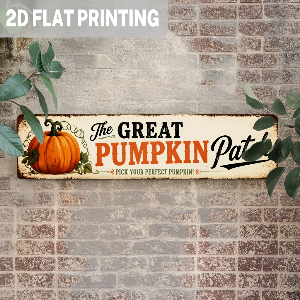 Vintage the Great Pumpkin Patch Iron Sign Autumn Harvest Wall Hanging for Farmhouse, Porch, Yard, Patio, Fall Season Decorative