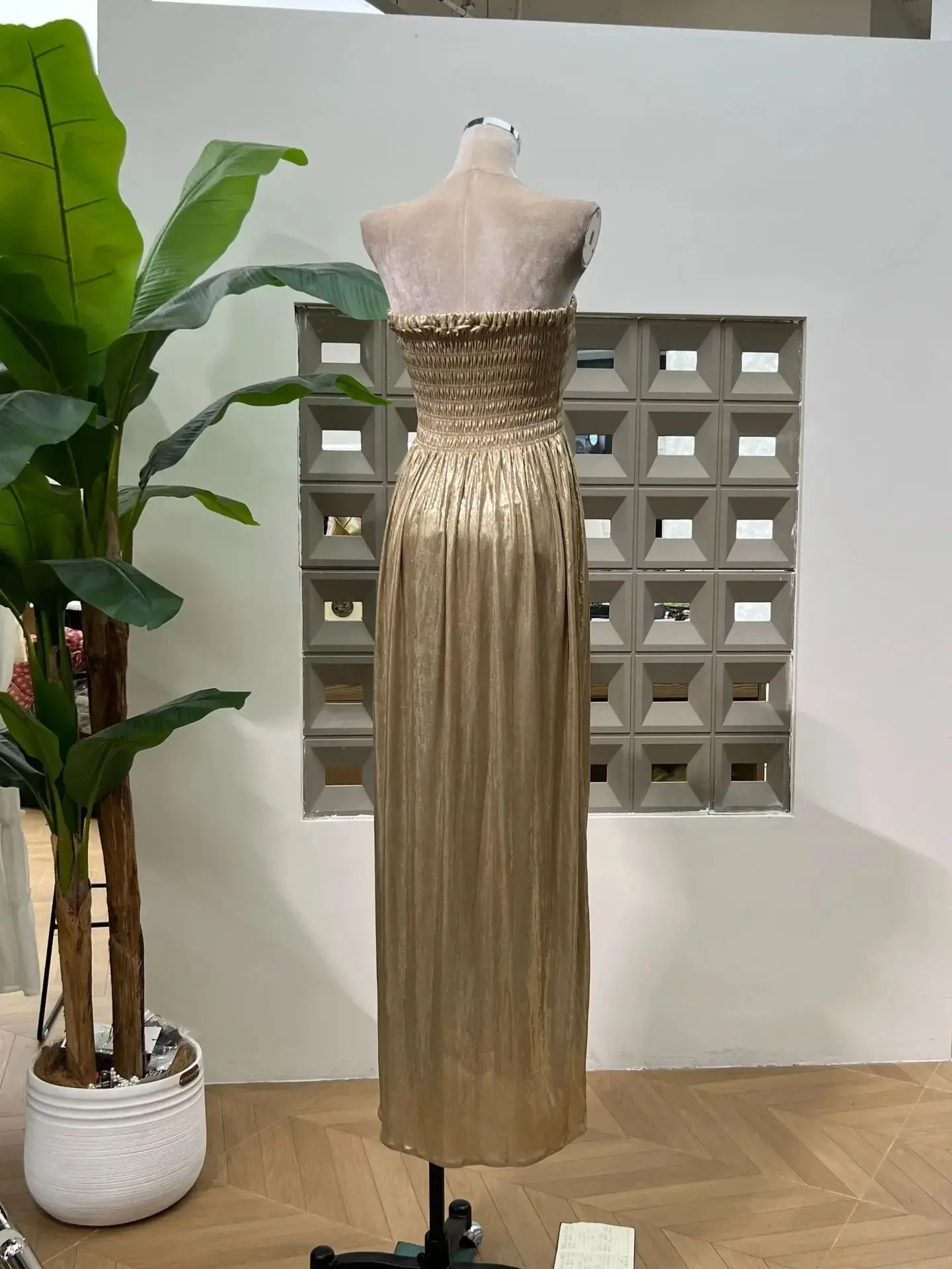 秋の最新ラグジュアリーメタリックパール調ロングドレス、エレガントなイブニングドレス、カクテルパーティー、結婚式、宴会、お祝いドレス