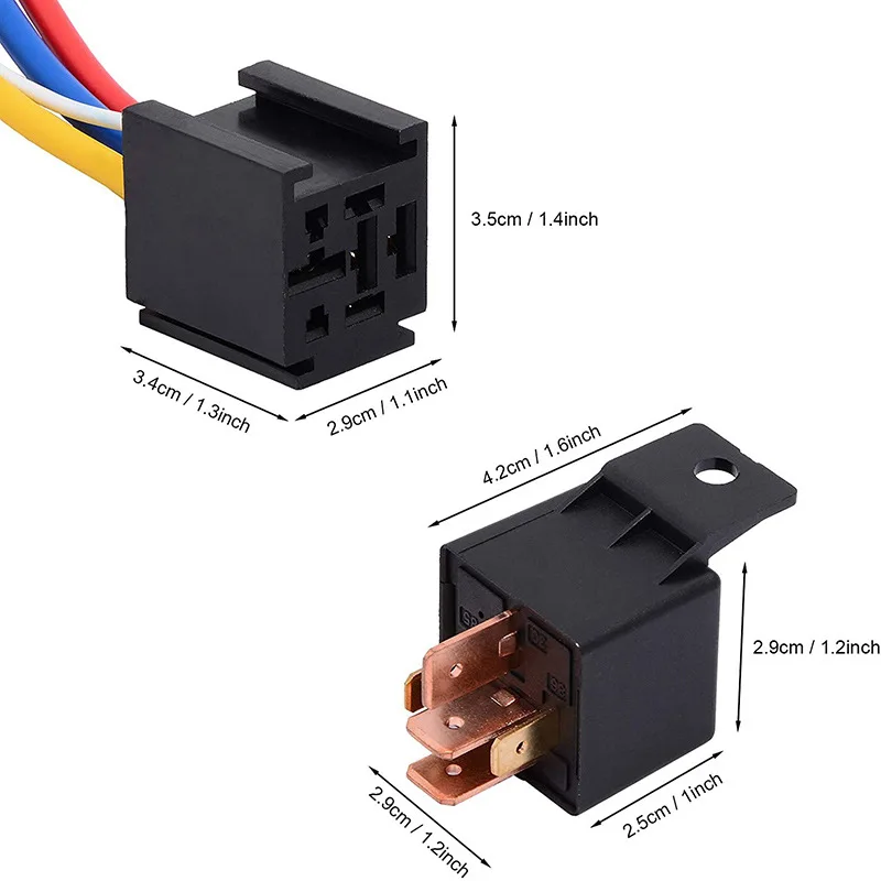 80A 4/5 Pin Waterproof Automotive Relay With Wired Socket DC12V DC24V Relay For Head Light Air Conditioner Motorcycles Relay