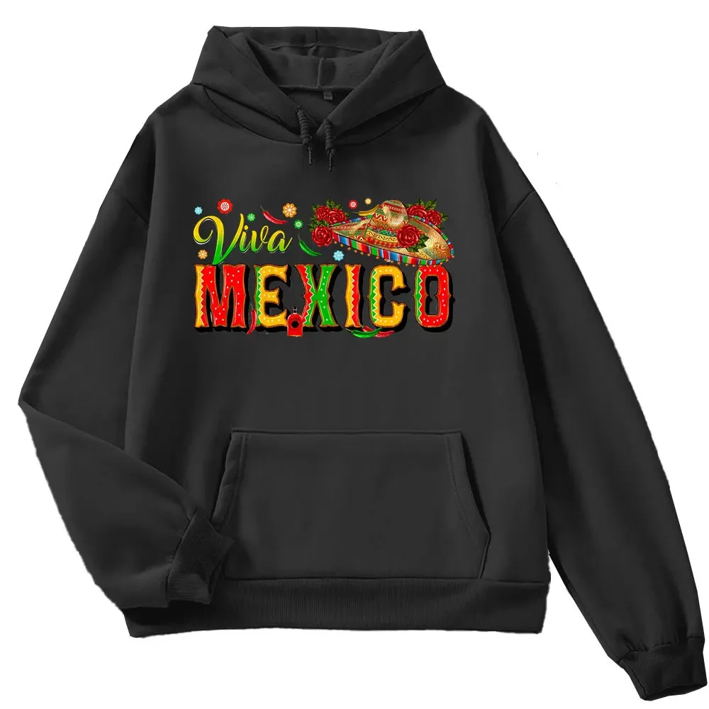 Moletom de manga comprida masculino e feminino, capuz gráfico, bandeira mexicana, Viva México, unissex, outono, inverno