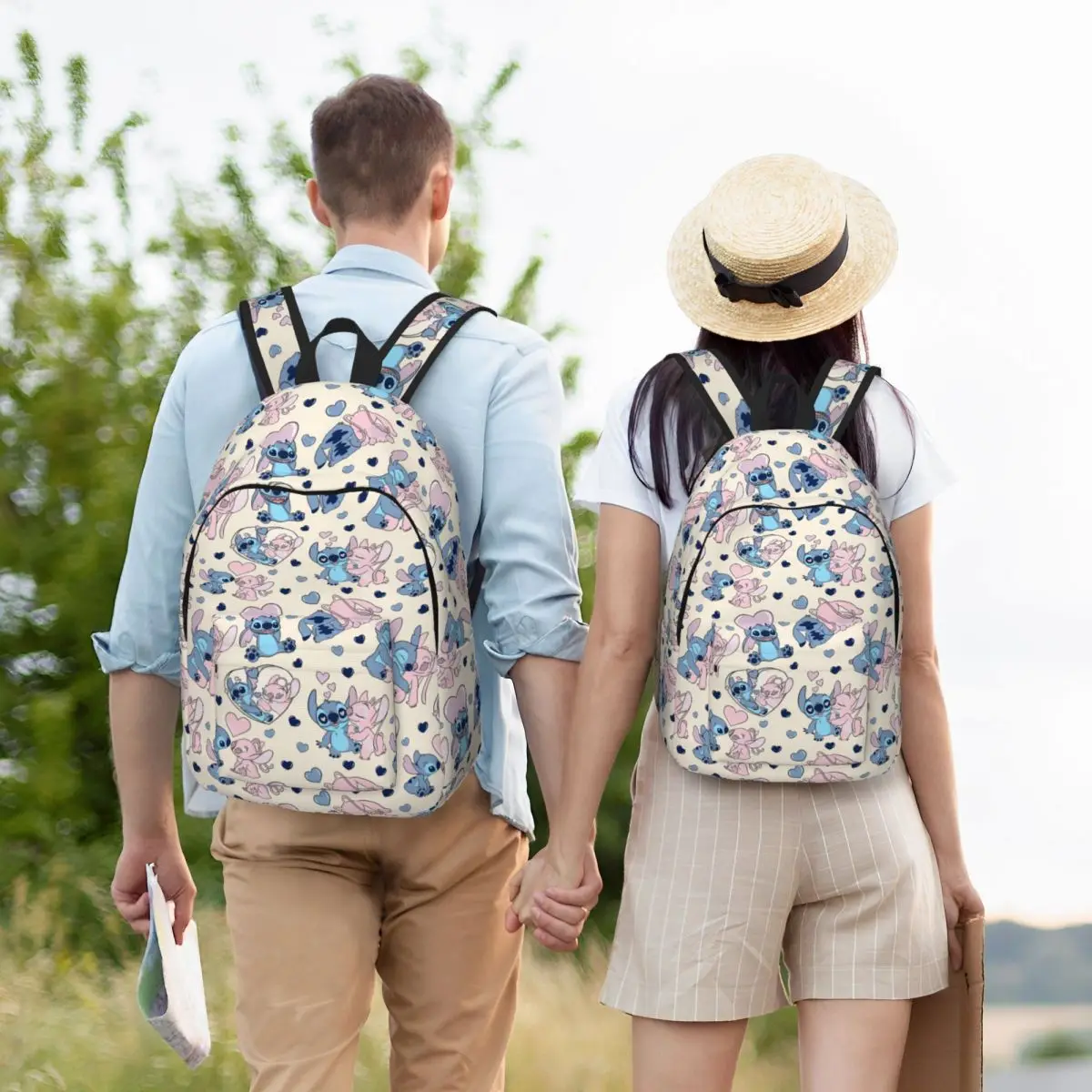 Mochila De Stitch y Pink Angel para niño y niña, mochila escolar para estudiantes, mochila de día para jardín de infantes, bolsa primaria para