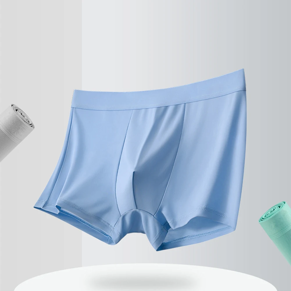 

Mens Ice Silk Boxershorts Mid-rise Sexy Lingerie Brazilian Underwear Breathable Trunks Pouch Underpants 6 Colors Men's Clothing