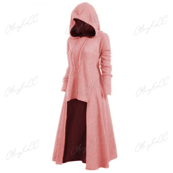 Vestido de festa com capuz feminino, Robe, Manto, Cavaleiro, Gótico, Fantasia, Mascarada, Cosplay, Túnica, Outono, Inverno, Férias, S-XXXXXL