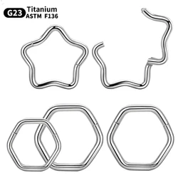 1PC Titanium Star Daith Earring Ear Cartilage Septum Piercing Clicker Segment Nose Ring Helix Rook Ear Piercings Women Jewelry