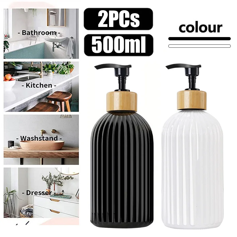 1/2pcs 500ML Line Bottle Lotion Sub Bottles Portable Plastic Lotion Bottle Shower Gel Empty Container Bathroom Accessories