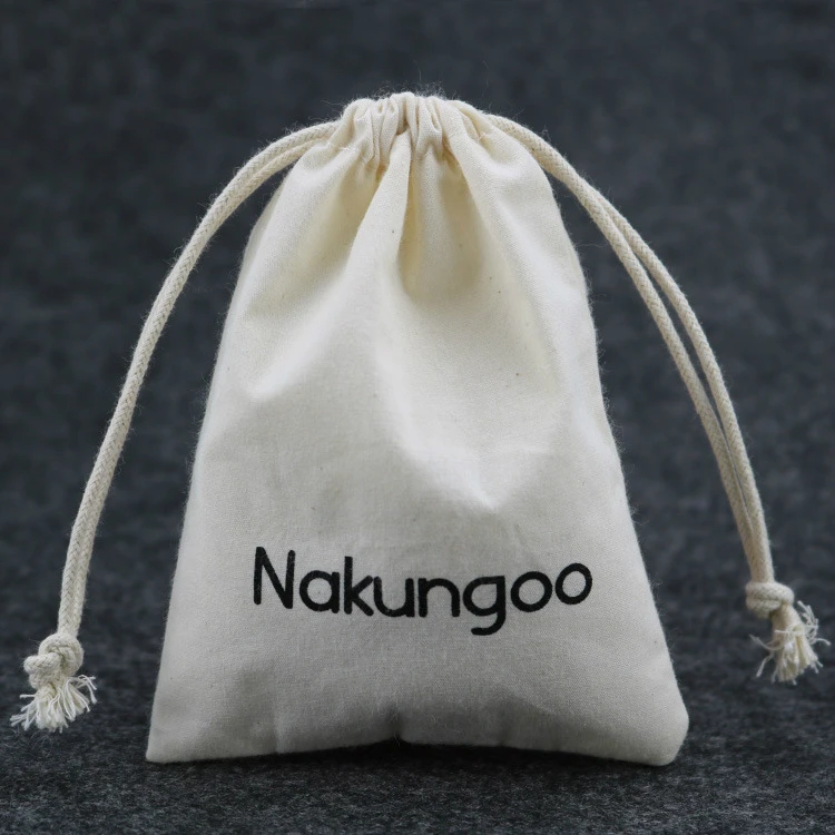 100PCS Cotton Gift Bag Packaging Jewelry Cosmetic Soap Wedding Party Candy Storage Sachet Purified Cotton Drawstring Pouch Print