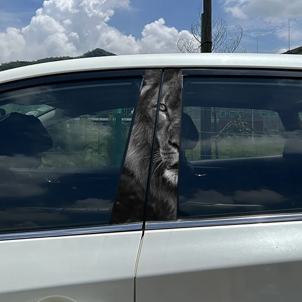 1PC Personality Meditation Lion Car Stickers Waterproof DIY Auto B-pillar Protective Decoration Cover Scratches Vehicle Decals