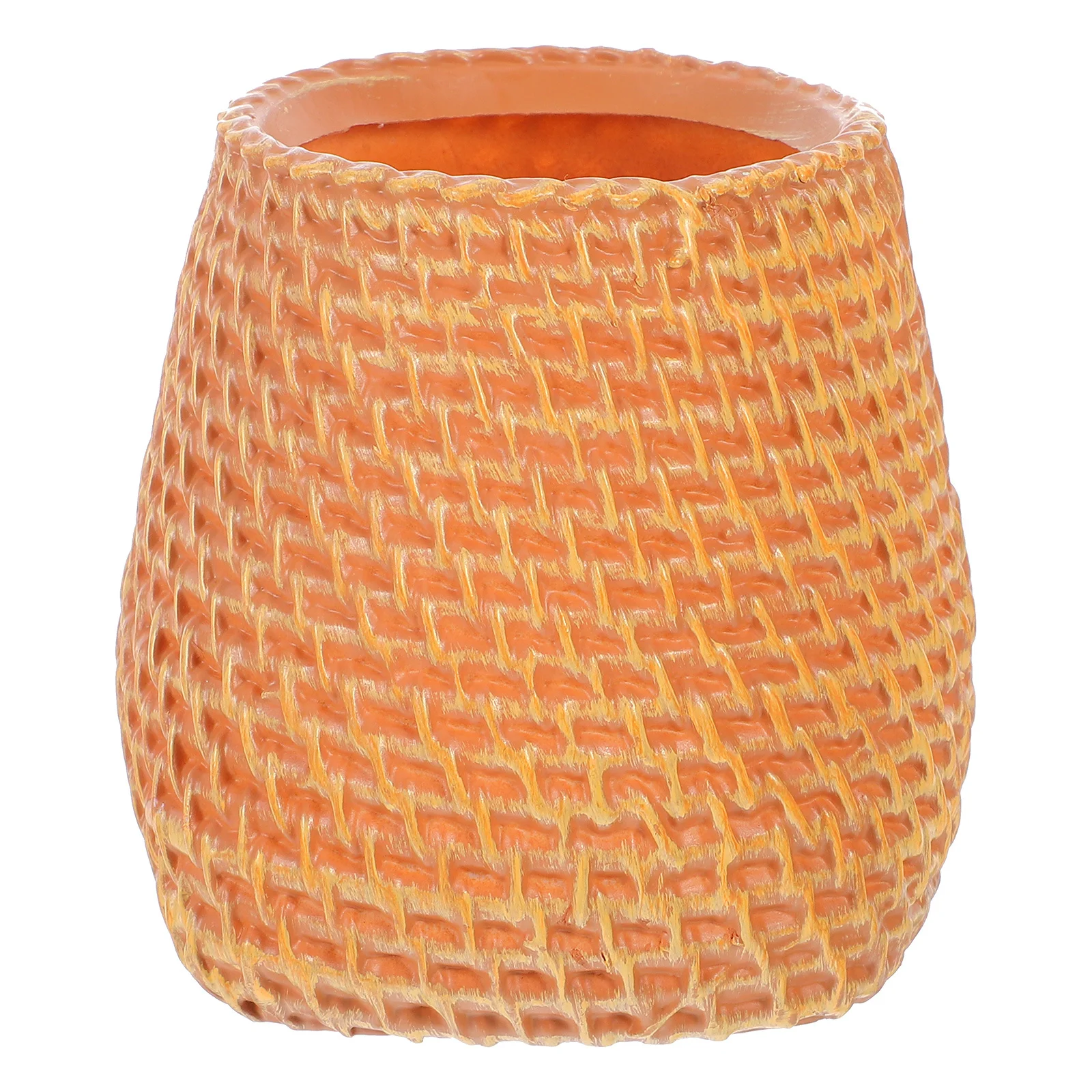 

Imitation Rattan Pen Holder Small Desk Organizer Pencil Cup Makeup Brush Holder Plastic Multi-Functional Flower Vase for Office