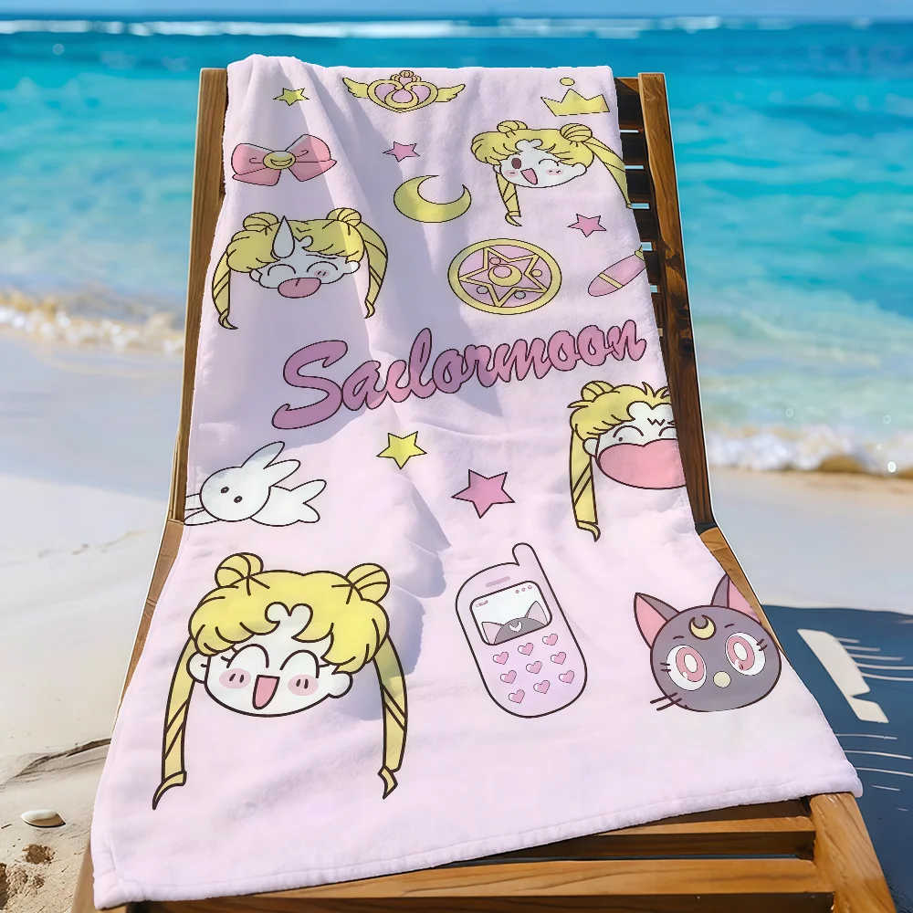 S-SailorES M-MoonS PINK GIRL HEART Towel Quick Drying Beach Towels Are Suitable For Swimming Pools Camping Yoga And The Gym